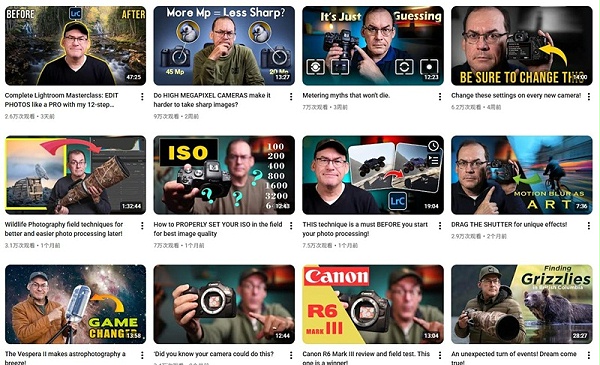 加拿大YouTube摄影博主频道内容