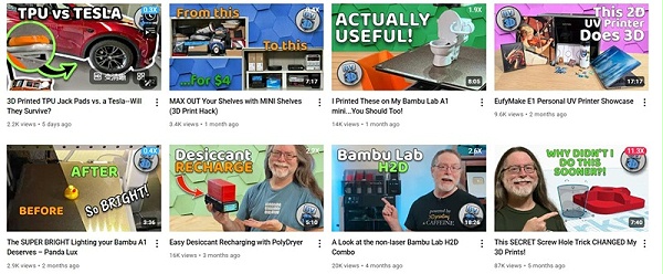 YouTube网红推荐:美国3D打印机深度测评的博主频道内容