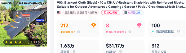 从一张遮阳网狂卖117万，看懂海外网红营销出海红利