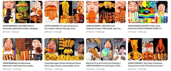 韩国吃播娱乐头部博主youtube红人推广频道内容