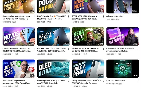 YouTube网红推荐：巴西数码科技产品测评KOL达人频道内容