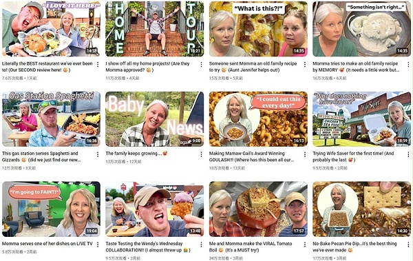 美国美食探店中腰部博主频道内容